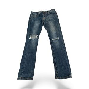 Machine Nouvelle Mode Distressed Women’s Jeans Size 13/USA 32 Whiskered Low Rise